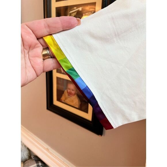 Pride Bunny White Rainbow Cuff T-Shirt sz 22 ( but unisex) NWT LGBTQ - Picture 5 of 8